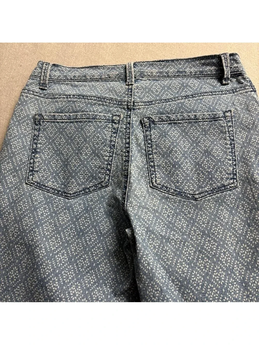 Gloria Vanderbilt Amanda Jeans Womens 4P Blue Patterned Stretch Denim Petite